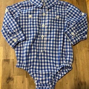GAP Blue and White Checkered Button Down Shirt for Kids